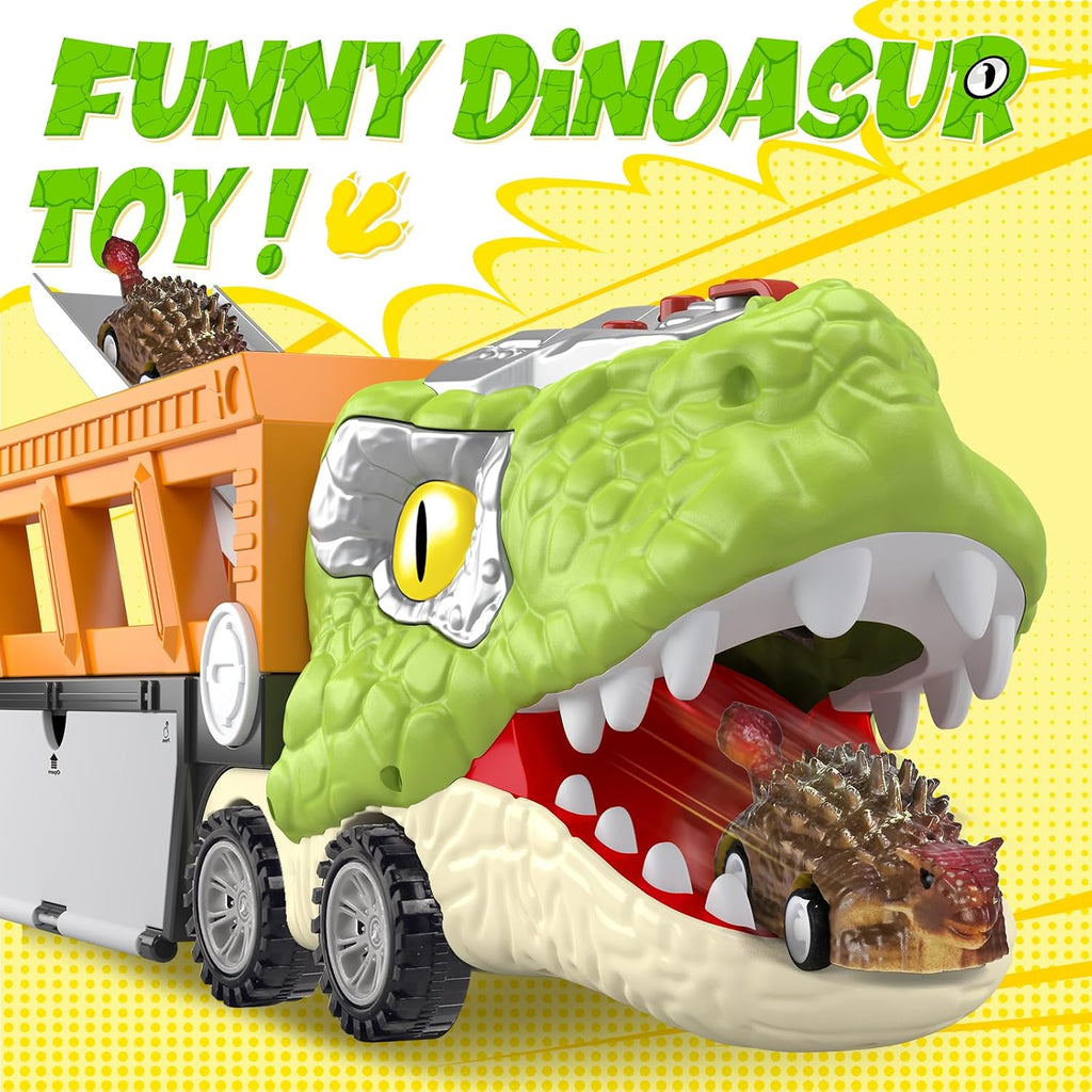 11-in-1 dinosaur truck set with pull-back vehicles, view 2