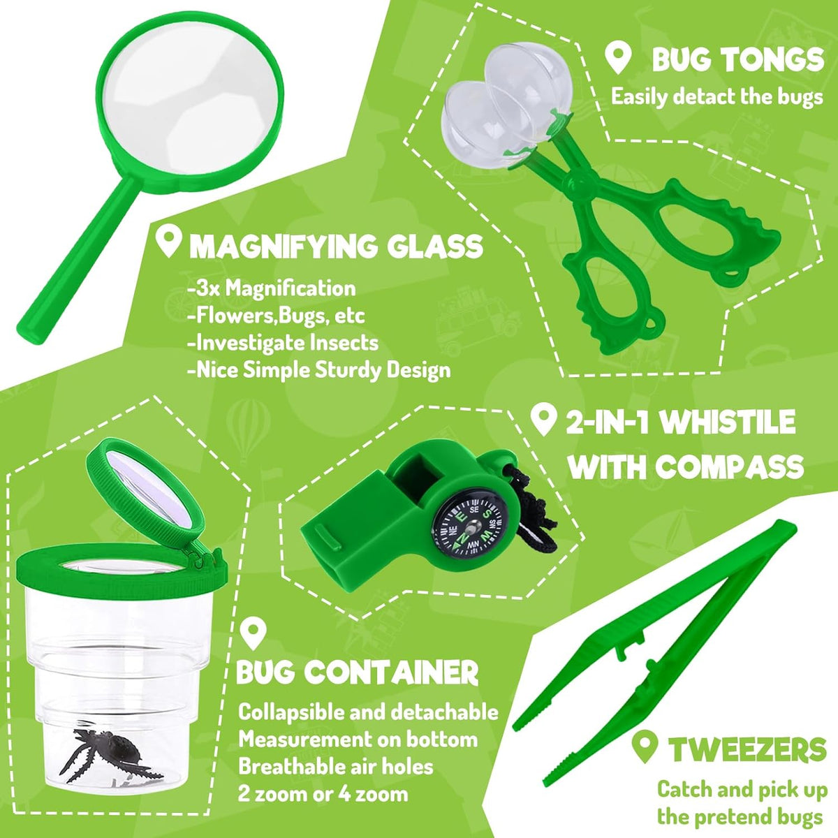 Kids explorer kit with binoculars and bug catcher, view 5