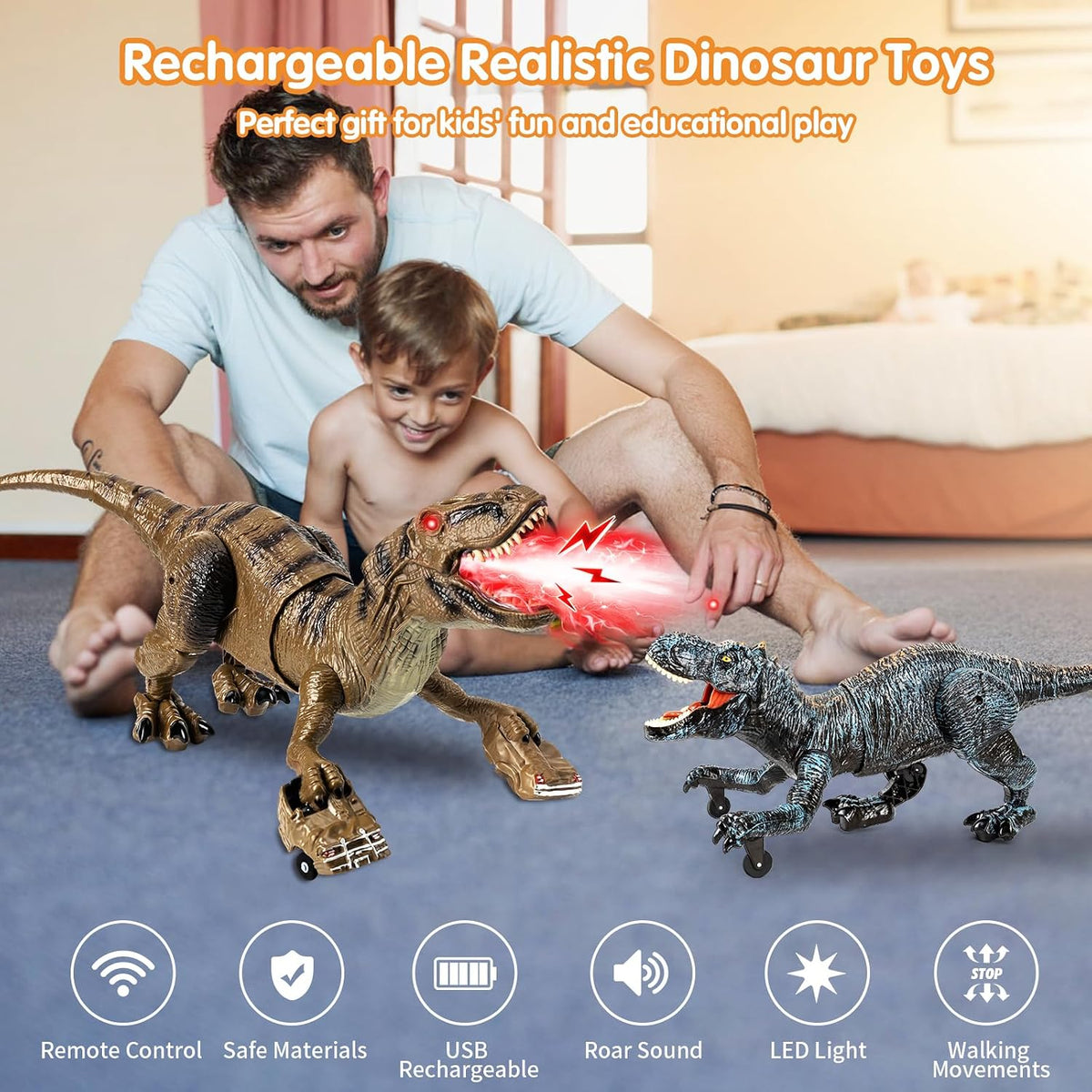 Remote control dinosaur toy with mist spray, view 4