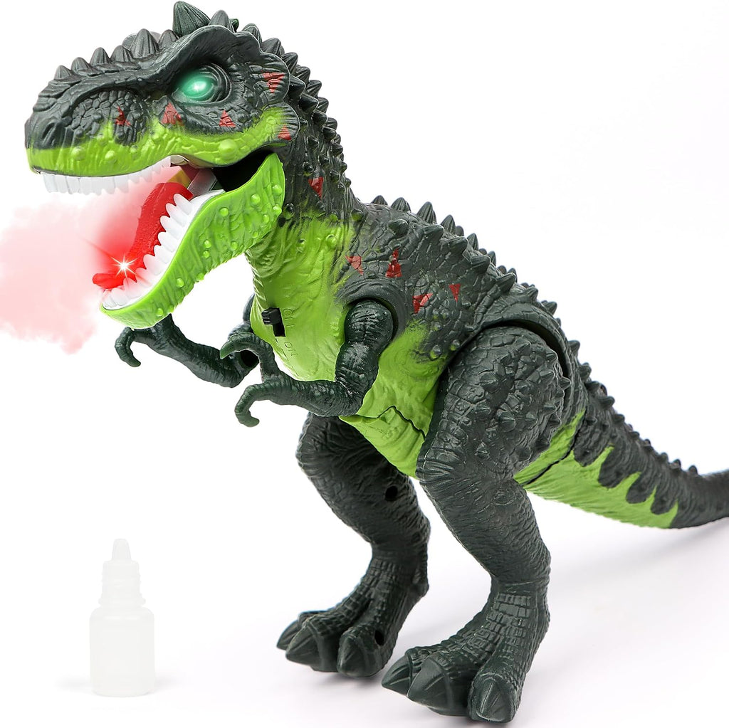 Electric walking T-Rex toy with LED flame, view 1