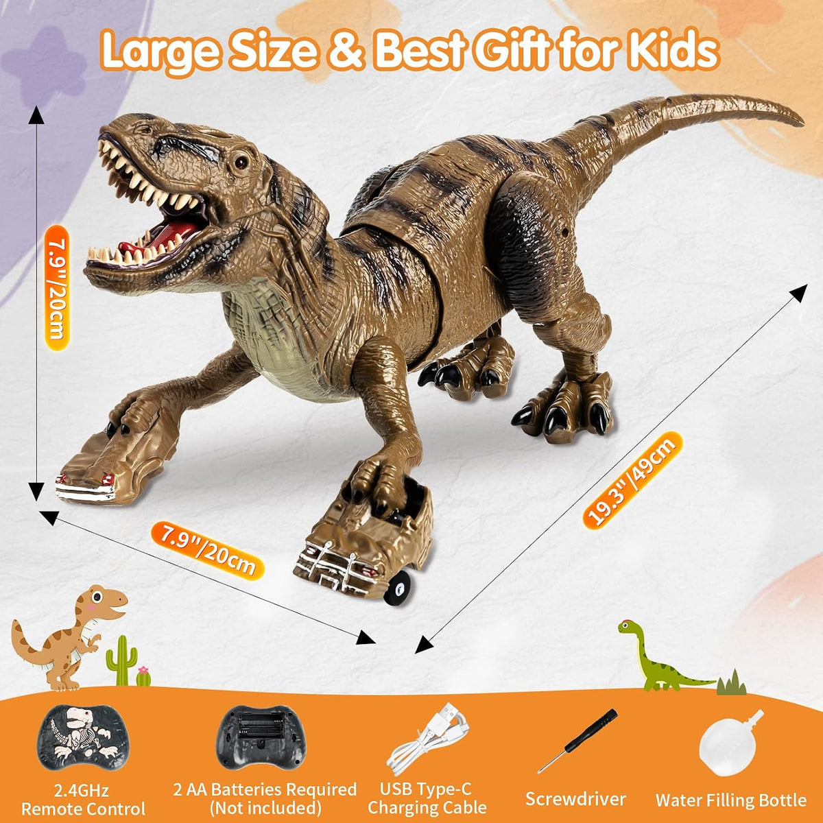 Remote control dinosaur toy with mist spray, view 7
