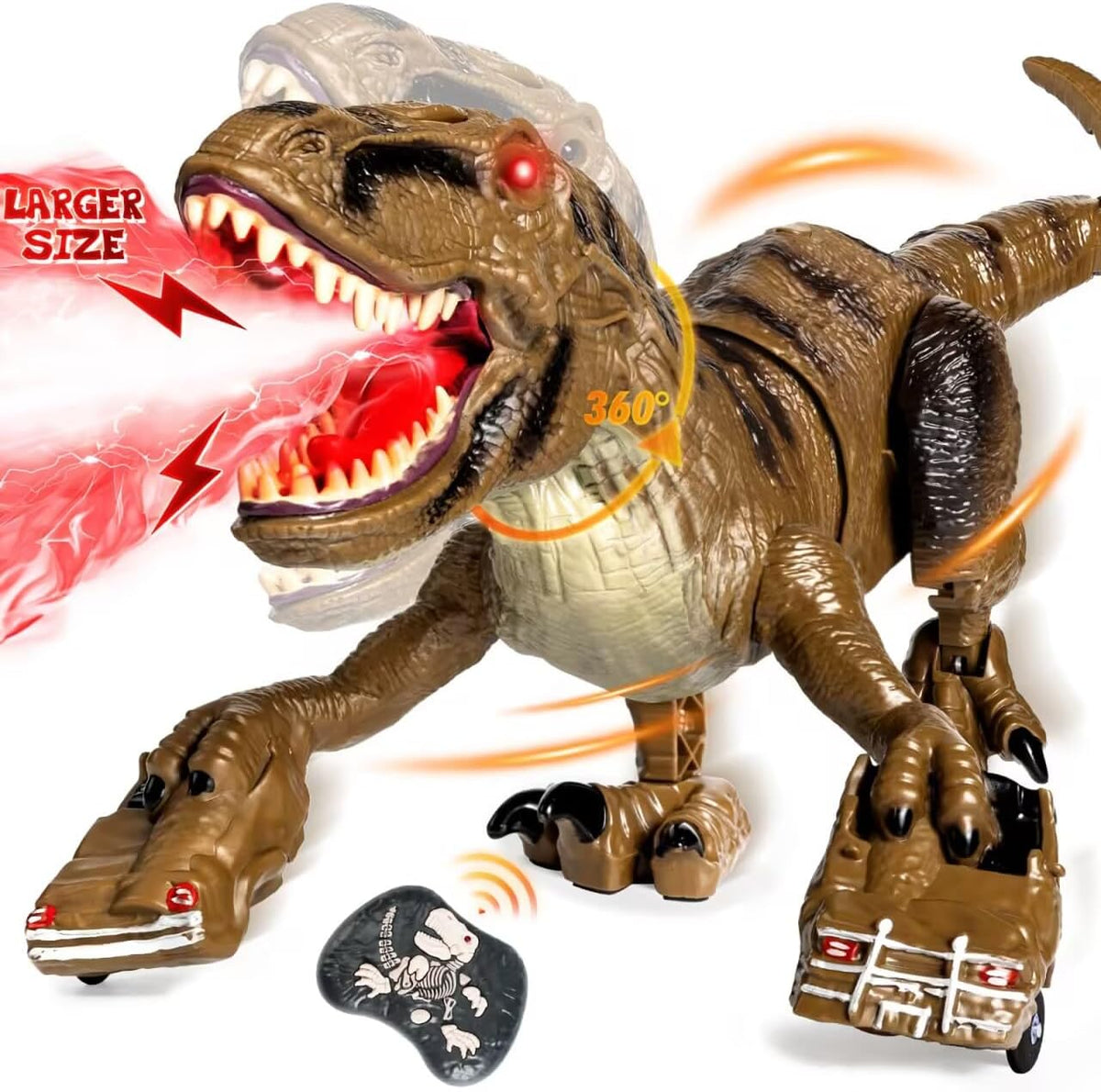 Remote control dinosaur toy with mist spray, view 1