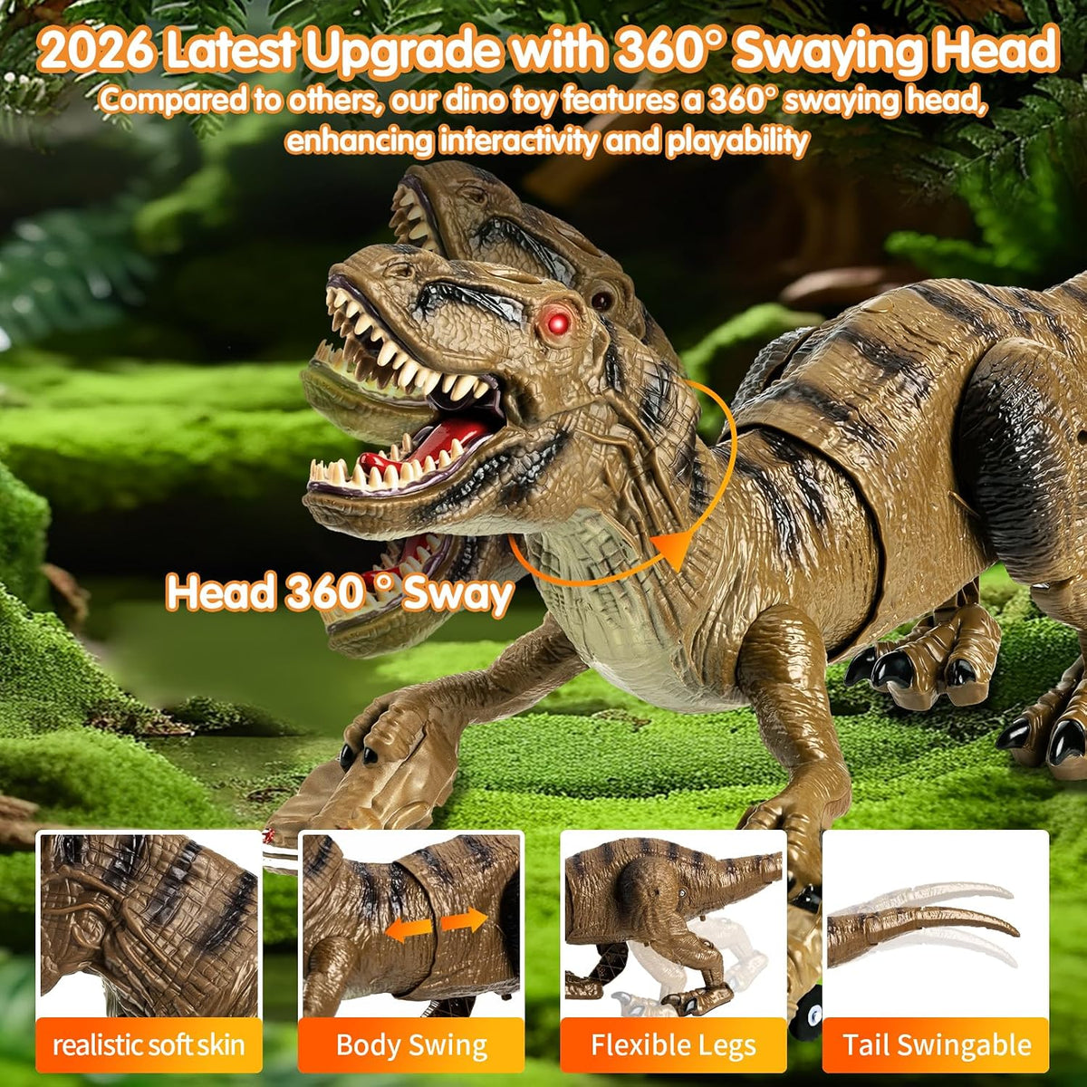 Remote control dinosaur toy with mist spray, view 3